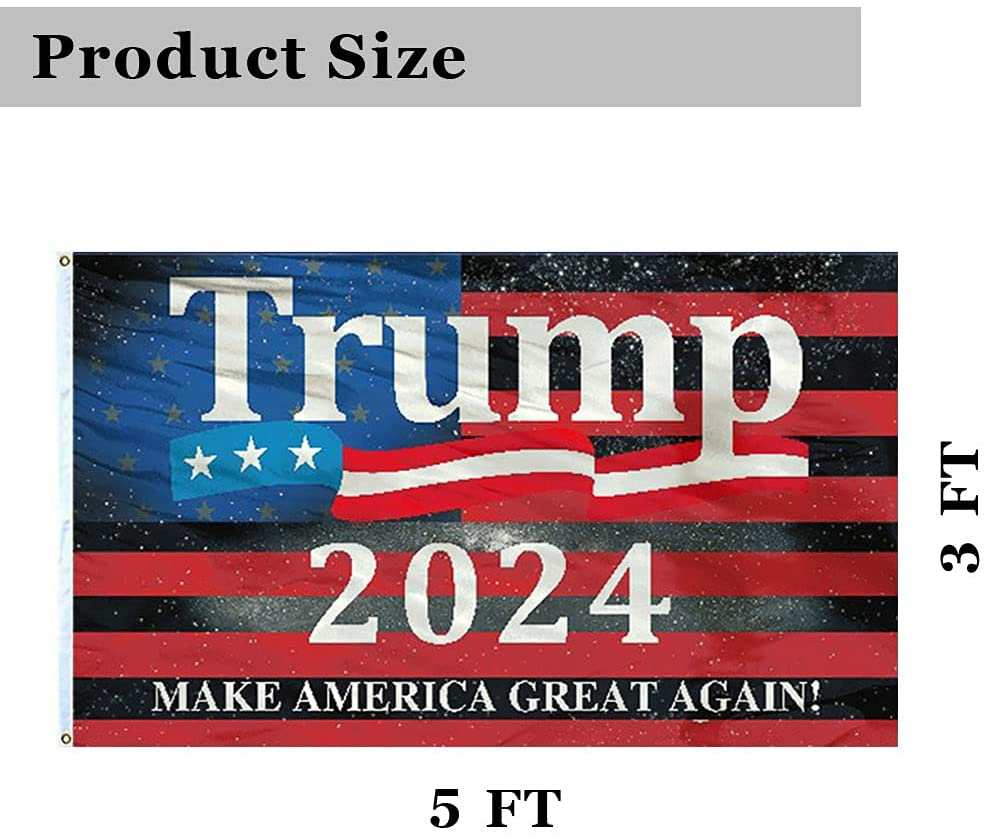 Trump 2024 Flag 3x5 FT Outdoor Flag. Donald Trump Flag for 2024 President,  Elect Trump 2024 Flag with Two Brass Grommets, Vivid Printing Banner for