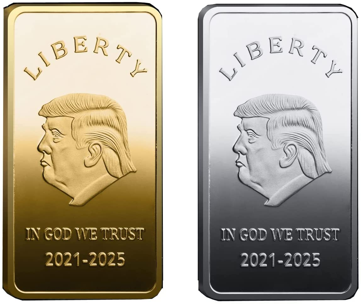 Donald Trump Gold or Silver Plated Silver Collectible Bouillon Bars