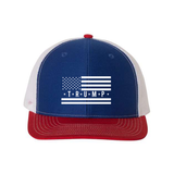 Trump Flag Snapback Trucker Hat with White American Flag