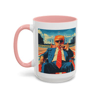 Trump on Lawn Chair in front of  Whitehouse Funny Coffee Mug