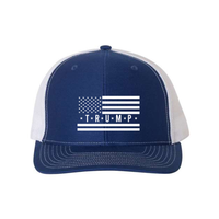 Trump Flag Snapback Trucker Hat with White American Flag