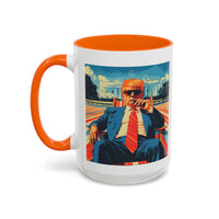 Trump on Lawn Chair in front of  Whitehouse Funny Coffee Mug