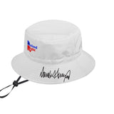 Raised Right Conservative GOP Bucket Hat Summer White Trump Signature on Bill