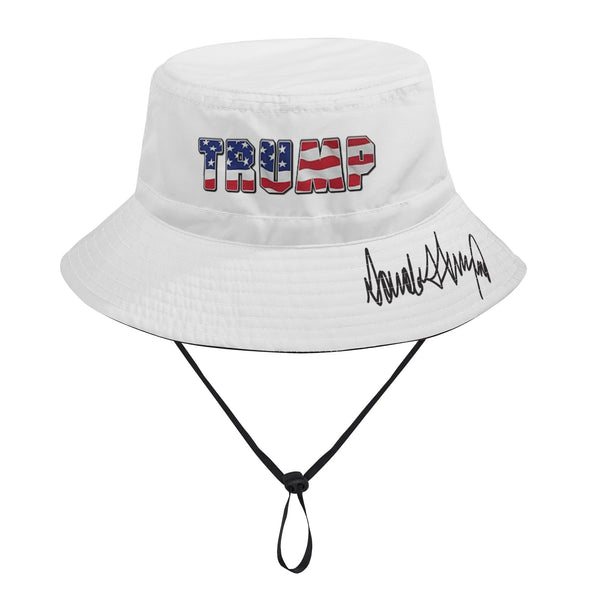 White Trump Patriotic Bucket Hat w/ Signature Brim
