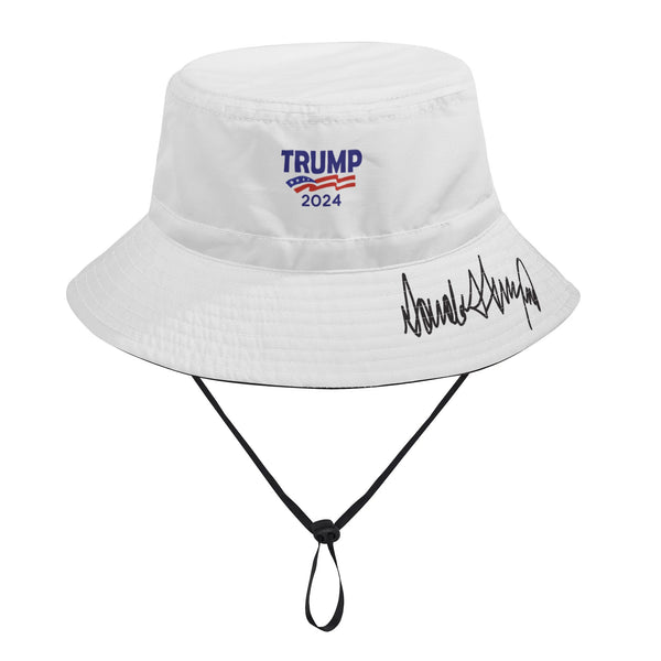 Trump 2024 Bucket Hat w/ Signature Bill White