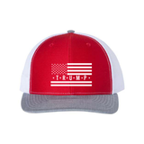 Trump Flag Snapback Trucker Hat with White American Flag