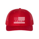 Trump Flag Snapback Trucker Hat with White American Flag