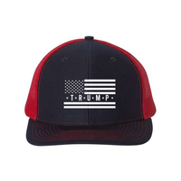 Trump Flag Snapback Trucker Hat with White American Flag