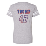 Trump 47 Double Side Printed Women's Football V-Neck T-Shirt
