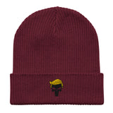 maroon punisher Organic ribbed beanie